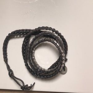 black and silver beaded wrap bracelet